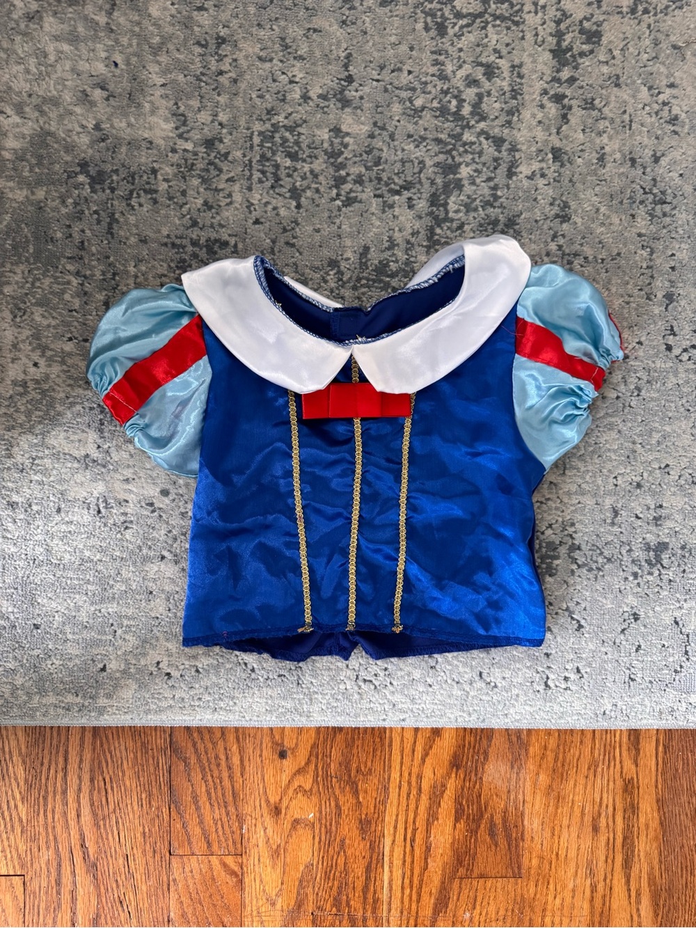 Blue Princess Puffed Sleeve Kids Costume Top with White Collar